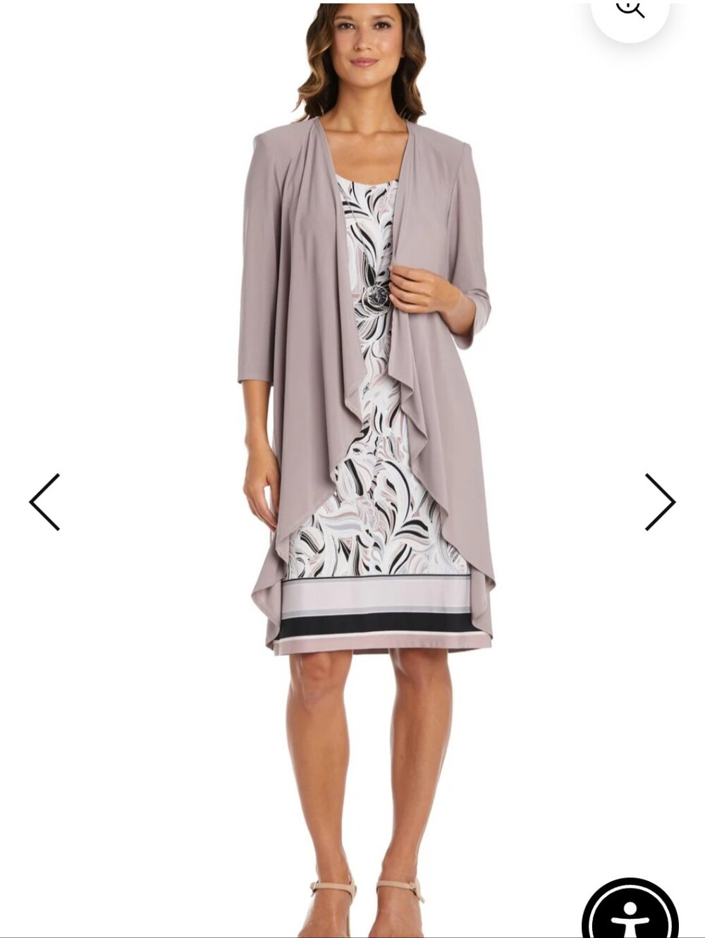 NWT R&M Richards 2 Piece Jacket Dress Set Size 8 Mocha Neutral Paisley Career